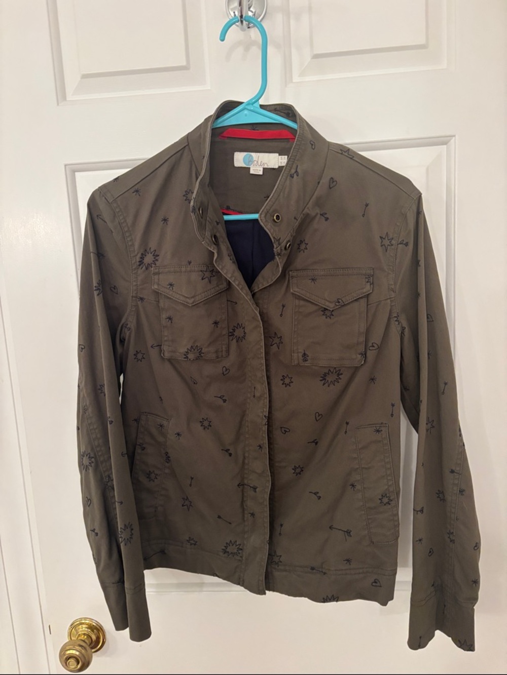 Boden Olive Green Embroidered Bomber Jacket